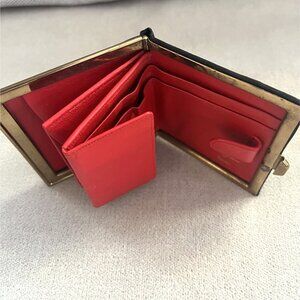Rosenfeld Black Cloth Kiss Lock Change Purse Rare Red Lining West Germany